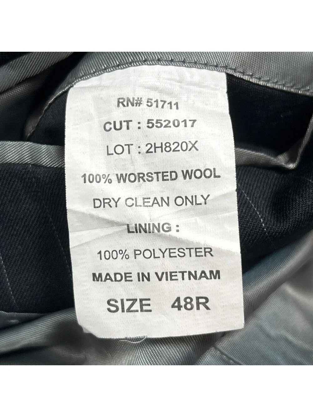 Andrew Fezza Size 48R Black 100% Worsted Wool Pinstripe Blazer Suit Coat